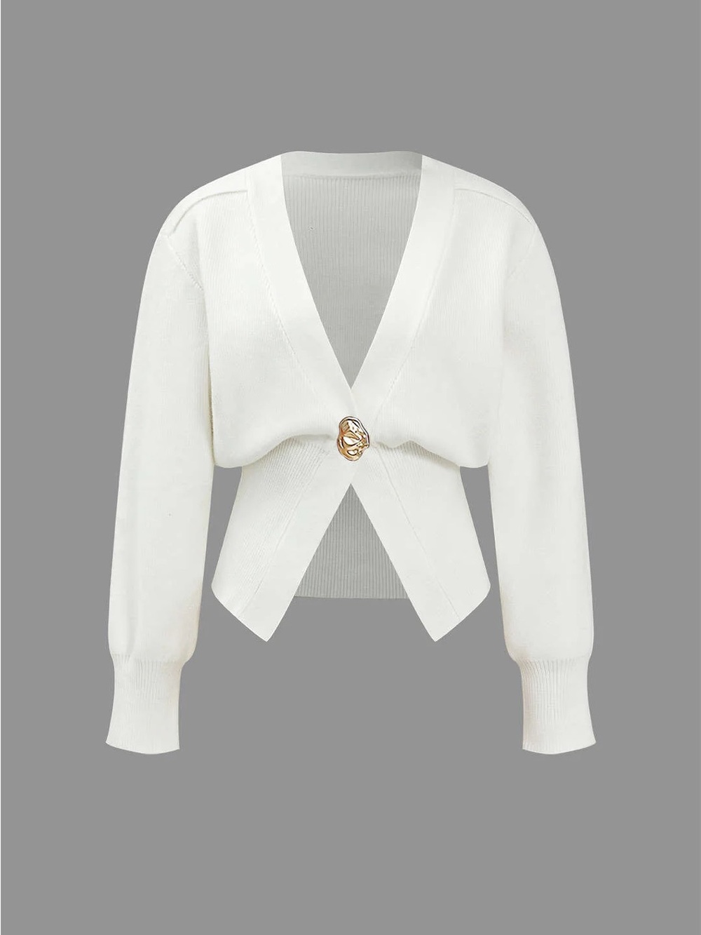 MICAS White V-Neck Twist Front Sweater Cardigan